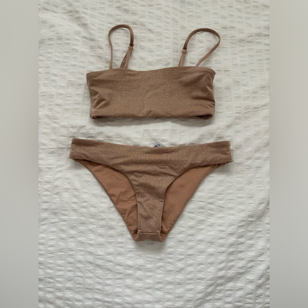 L space brown sparkly bikini